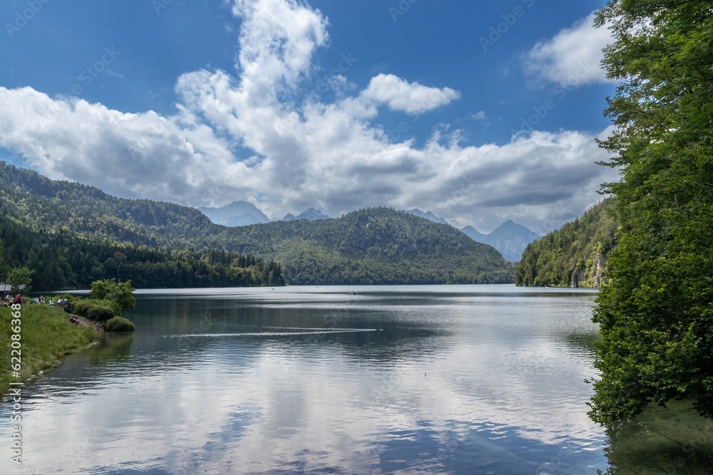 Alpsee, a picturesque lake near Hohenschwangau Castle, Bavaria, Germany