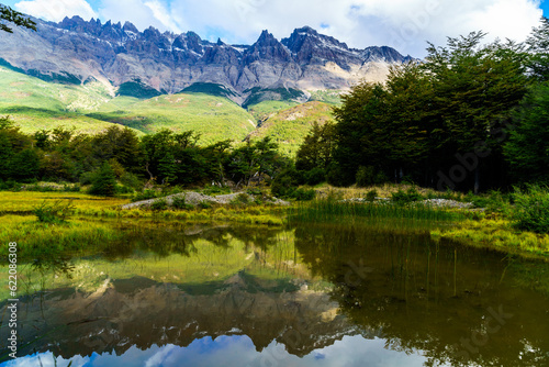 Snow mountain and the reflection at Patagonia  Argentina