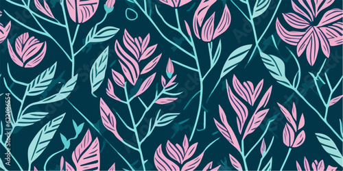 Enchanted Garden: Vector Illustration of Pink Roses Pattern for Fantasy Art