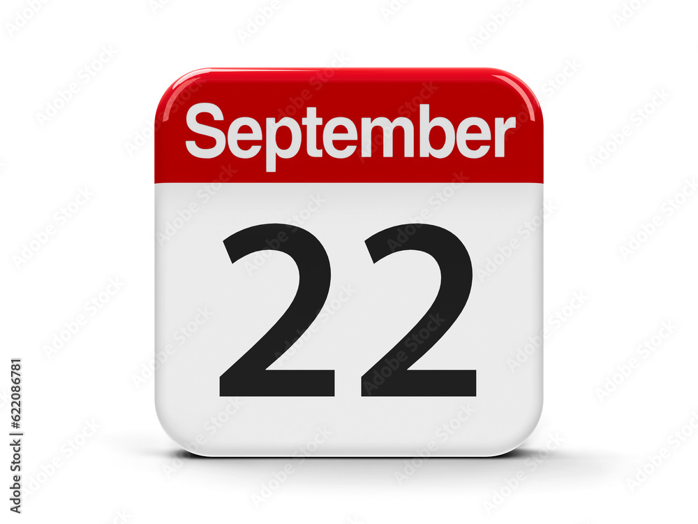 Calendar web button - The Twenty Second of September - World Carfree Day, World Day of elephants and American Business Women's Day, three-dimensional rendering, 3D illustration Calendar web button - The Twenty Second of September - World Carfree Day, World Day of elephants and American Business Women's Day, three-dimensional rendering, 3D illustration