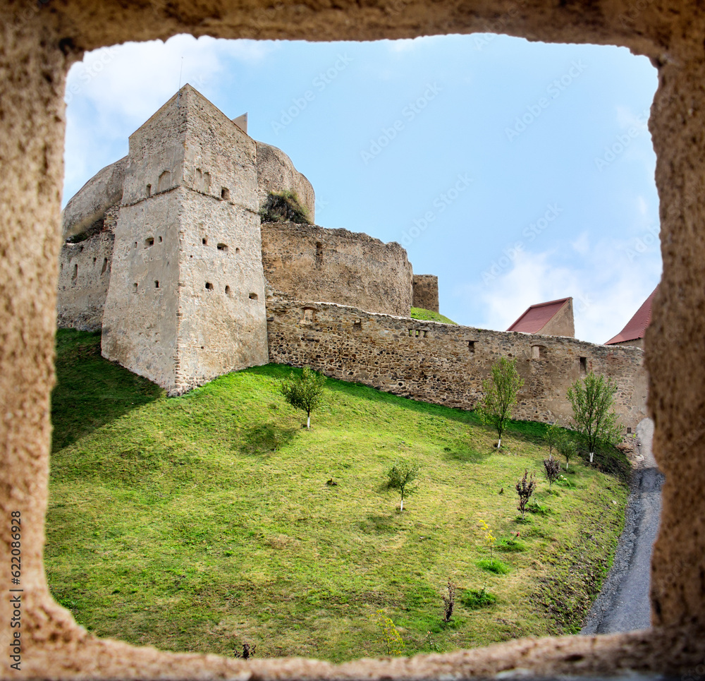 Obraz premium View of Rupea fortress in Brasov county, Romania - from a tower window. Medieval saxon landmark of Transylvania.