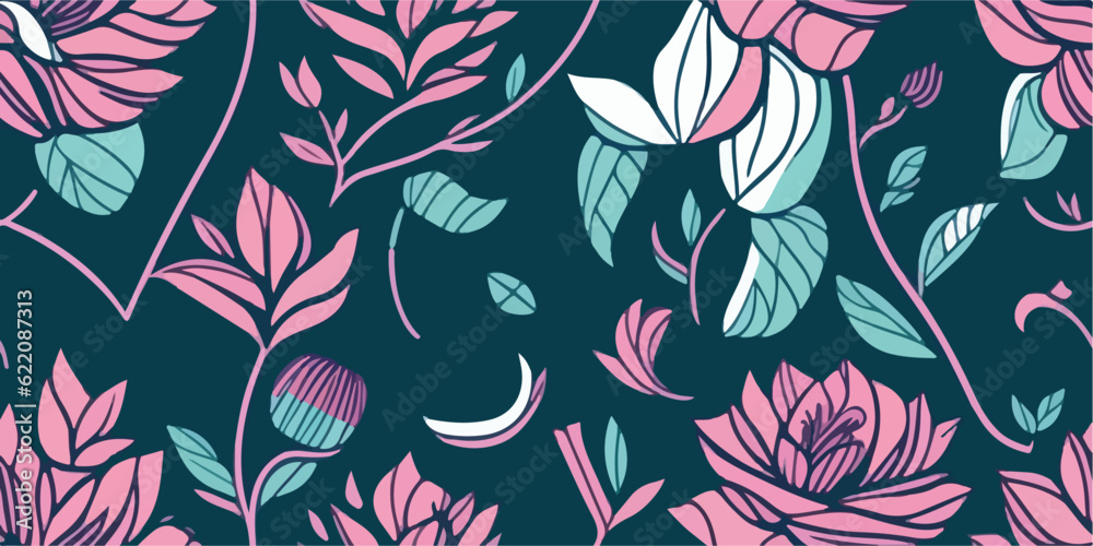 Dreamy Pink Roses Pattern: Vector Illustration for Digital Art Projects