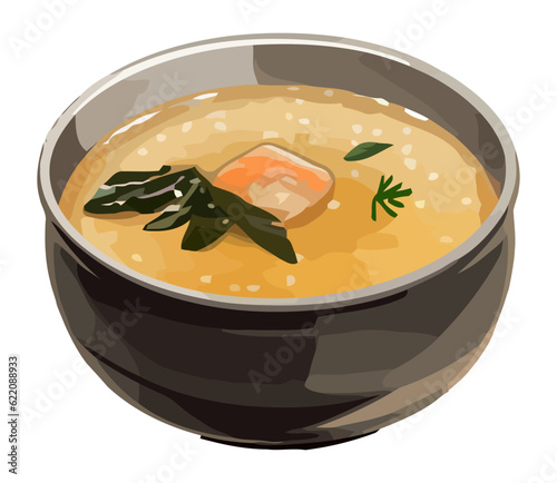 Healthy homemade vegetable soup in crockery bowl
