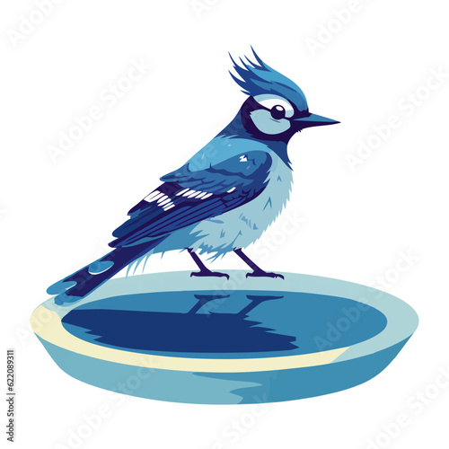 Cute cartoon blue jay isolated