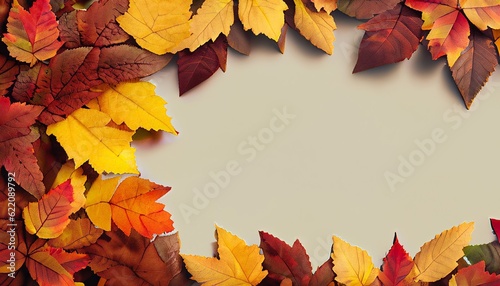 Autumn leaves background with copy space  Generative AI