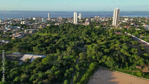 Aerial view of Santarem, Para state, BR: capturing the beauty of the preserved amazon forest from the city park