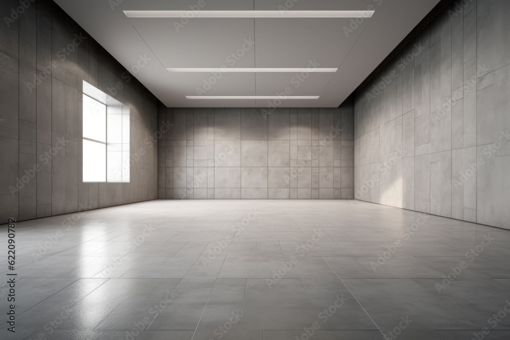 Empty bright room with modern floor and walls, Generative AI Empty bright room with modern floor and walls, Generative AI