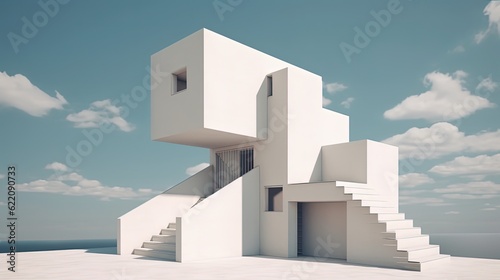 Futuristic building and sky. Geometrically complex building. Generative AI