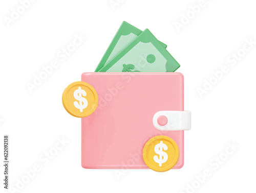 3d rendering wallet icon illustration transparent