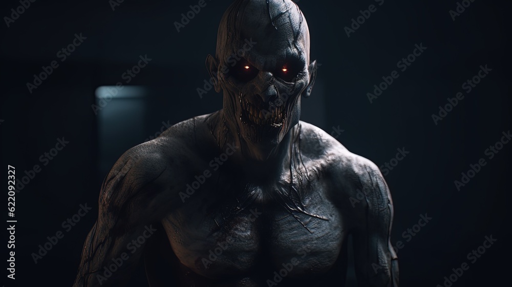 Dark creepy undead character. Generative AI