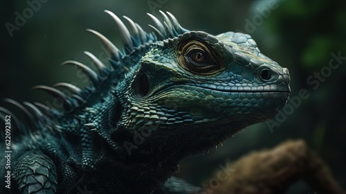 Iguana. Basilisk. Lizard. Close-up. Generative AI © Soulmate