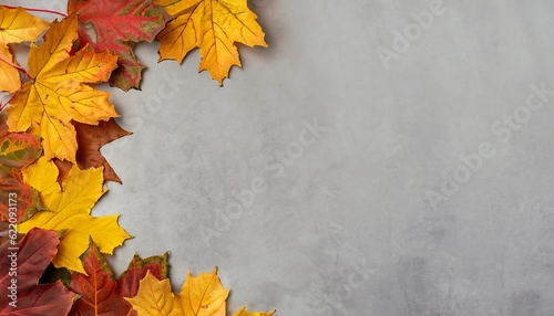 Autumn background  autumn leaves on a gray background  Generative AI