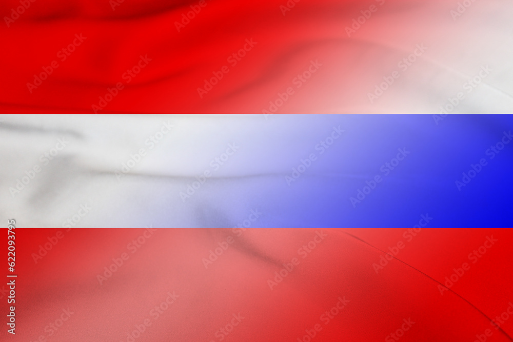 Naklejka premium Austria and Russia political flag transborder contract RUS AUT