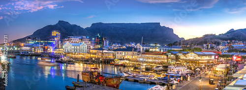 Panoramic View of Table Mountain and V&A Waterfront - Iconic Landmarks, Coastal Splendor, Urban Escape. Cape Town, South Africa photo