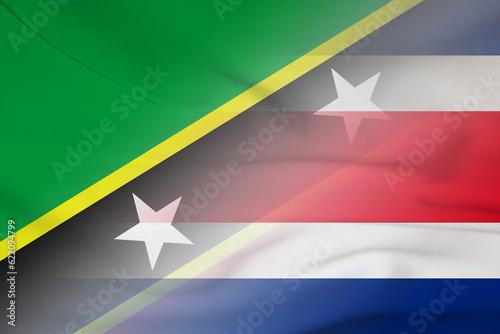 Free Download Saint Kitts and Nevis and Costa Rica national flag transborder contract CRI KNA - GFXLoad