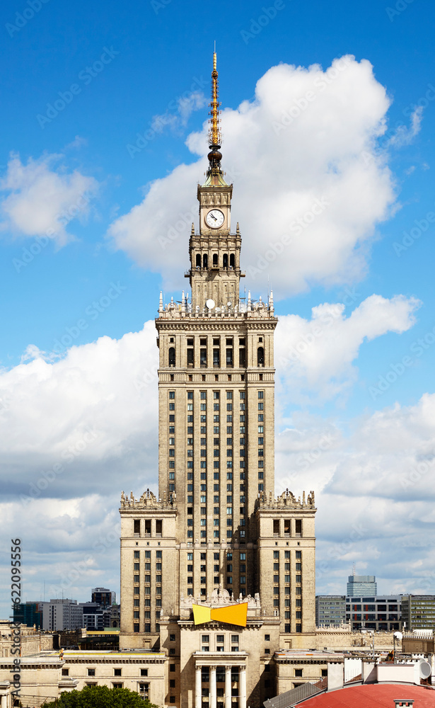 View on the Palace Of Culture And Science at sunny day. View on the Palace Of Culture And Science at sunny day.