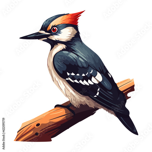 woodpecker, perched on branch in forest