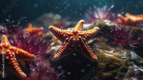 Starfish. Underwater. Generative AI © Soulmate