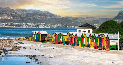 Rainbow Hues by the Sea: Captivating Change Rooms at Muizenberg Beach, Cape Town - Colourful Coastal Retreat, Iconic Beach scape, Quirky Seaside Vibes
