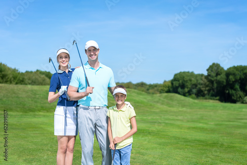Happy family on golf course