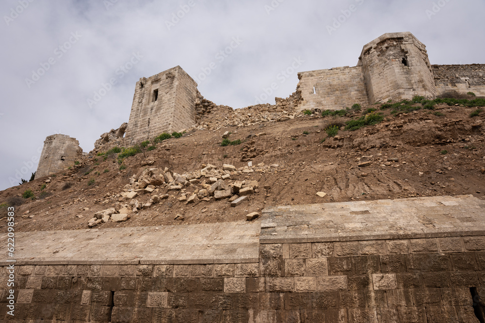 Earthquake damages in Gaziantep Castle due to Turkey Earthquake in 2023