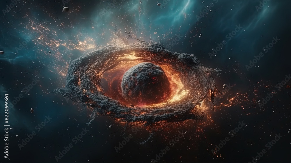 Fantasy black hole. Space. Universe. Generative AI