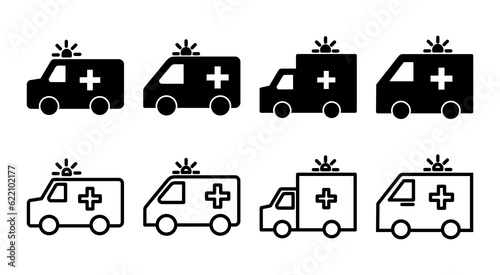 Ambulance icon set illustration. ambulance truck sign and symbol. ambulance car © OLIVEIA