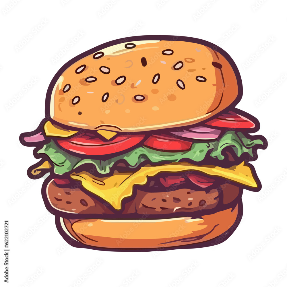 Grilled burger on sesame bun Grilled burger on sesame bun