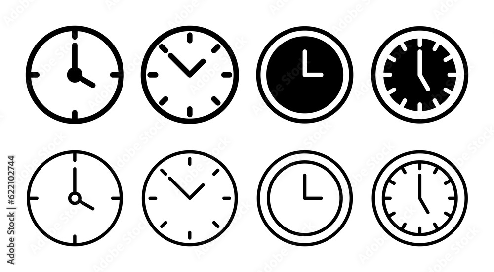 Clock icon set illustration. Time sign and symbol. watch icon Clock icon set illustration. Time sign and symbol. watch icon