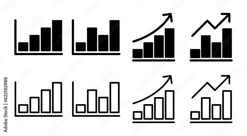 Growing graph Icon set illustration. Chart sign and symbol. diagram icon