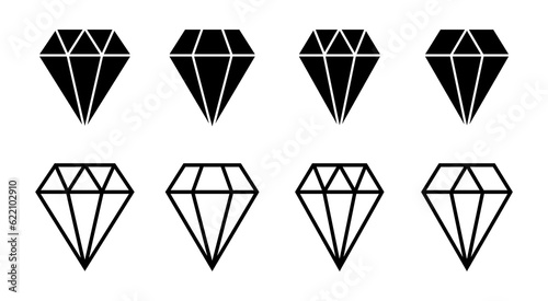 Diamond icon set illustration. diamond gems sign and symbol