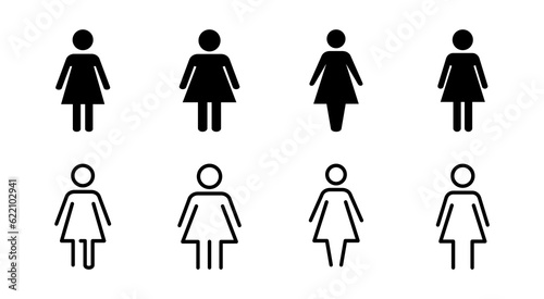 Female icon set illustration. woman sign and symbol