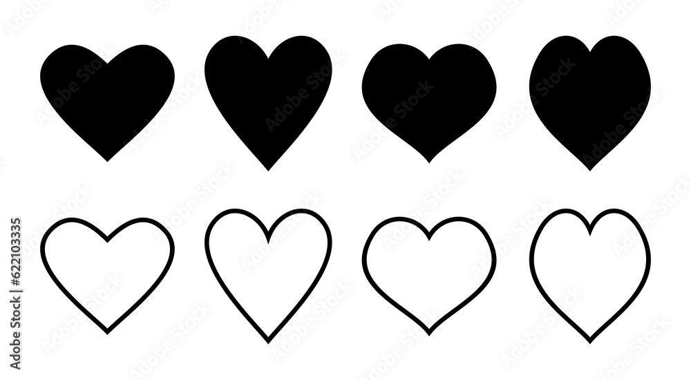 Love icon set illustration. Heart sign and symbol. Like icon vector.