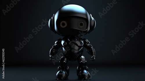 Black humanoid on minimalistic background. Black alien. Black robotic creature. Extraterrestrial black being. Generative AI