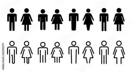 Man and woman icon set illustration. male and female sign and symbol. Girls and boys
