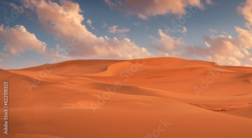 majestic dry desert with a beautiful sunset with the sun in the background in high resolution and sharpness
