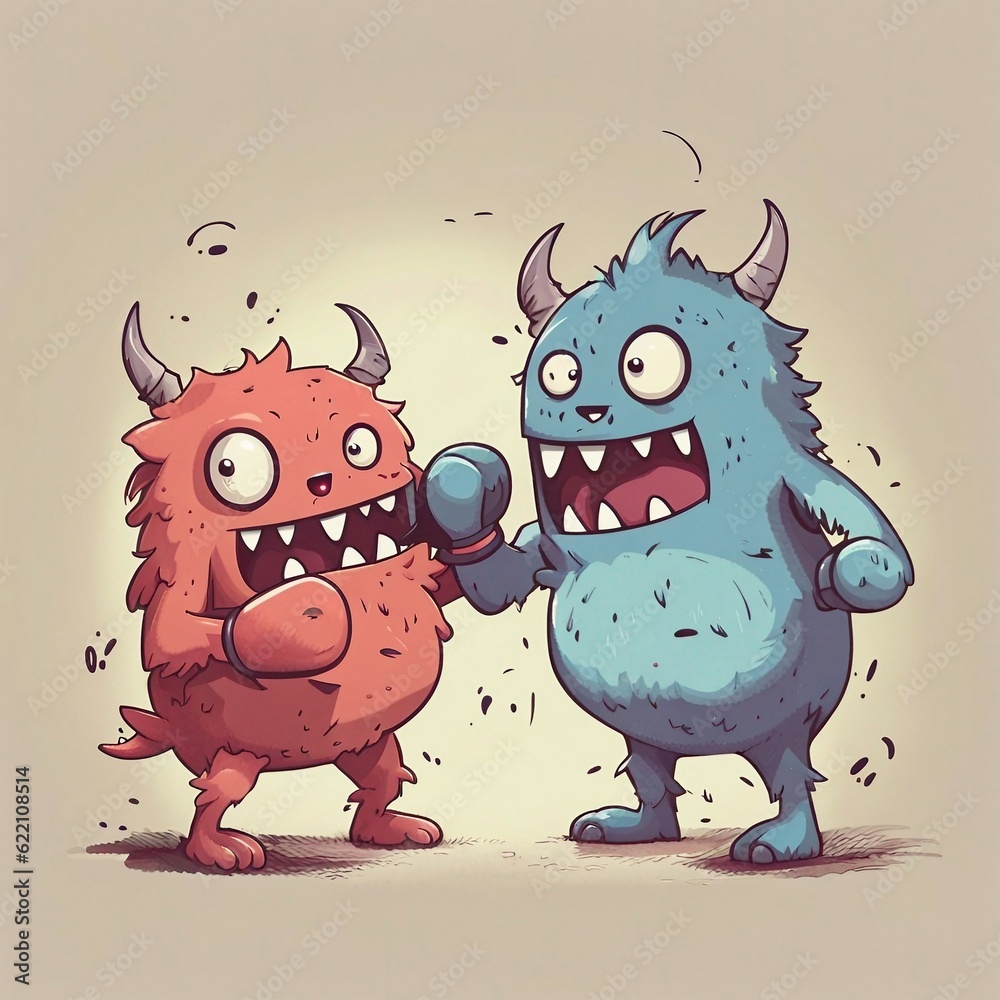 Fototapeta premium little monster fighting