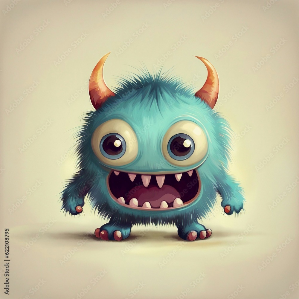 cute blue monster