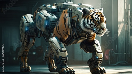 Tiger cyborg. Generative AI © Soulmate