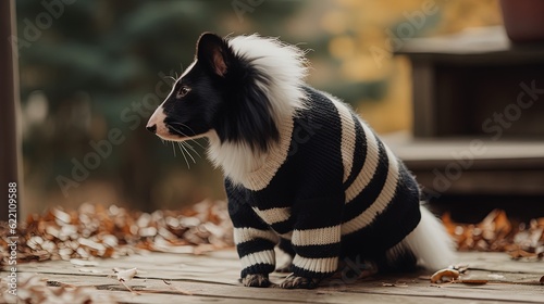 Magnificent skunk in fashion sweater. Generative AI 