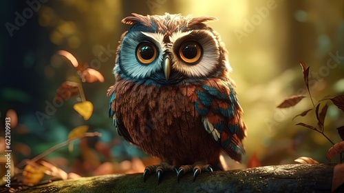 Cartoon owl. Generative AI