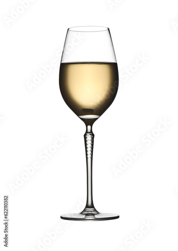 Glass of white wine  on white background. Perfect for bar and restaurant