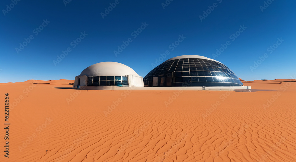 beautiful futuristic house in the middle of the desert in high resolution and sharpness