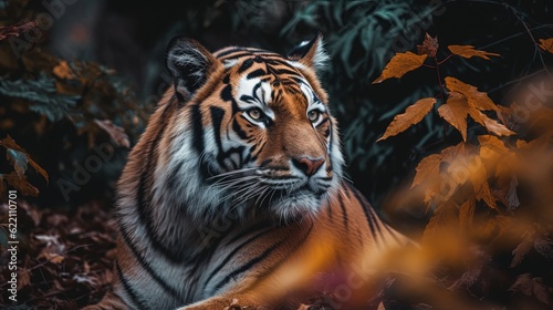 Mesmerizing tiger in forest. Generative AI