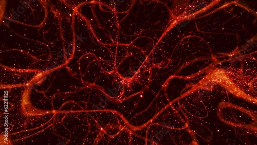 Abstract red relaxing lava lamp particle loop background. 3D animation screen decor and wallpaper design backdrop for lounge, showroom vj showcase. Elegant classy and romantic mesmerizing glitz swirls