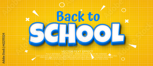 Back to school yellow banner with editable text effect