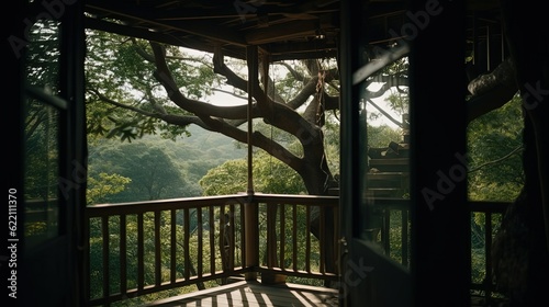 View from tree house. Generative AI