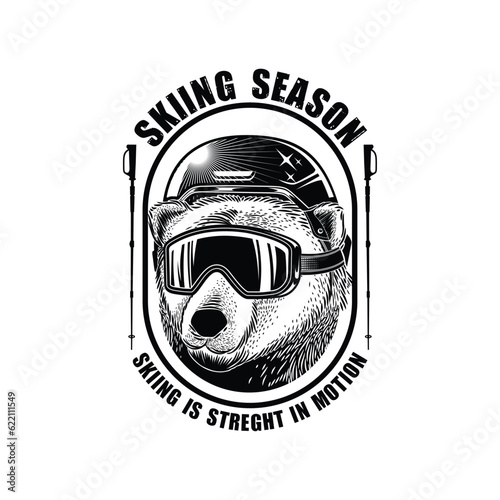 Snowboarding Logo design. Ski sports logo illustration vector