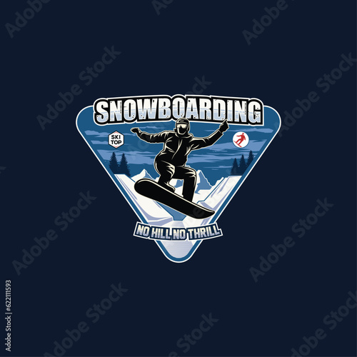 Snowboarding Logo design. Ski sports logo illustration vector
