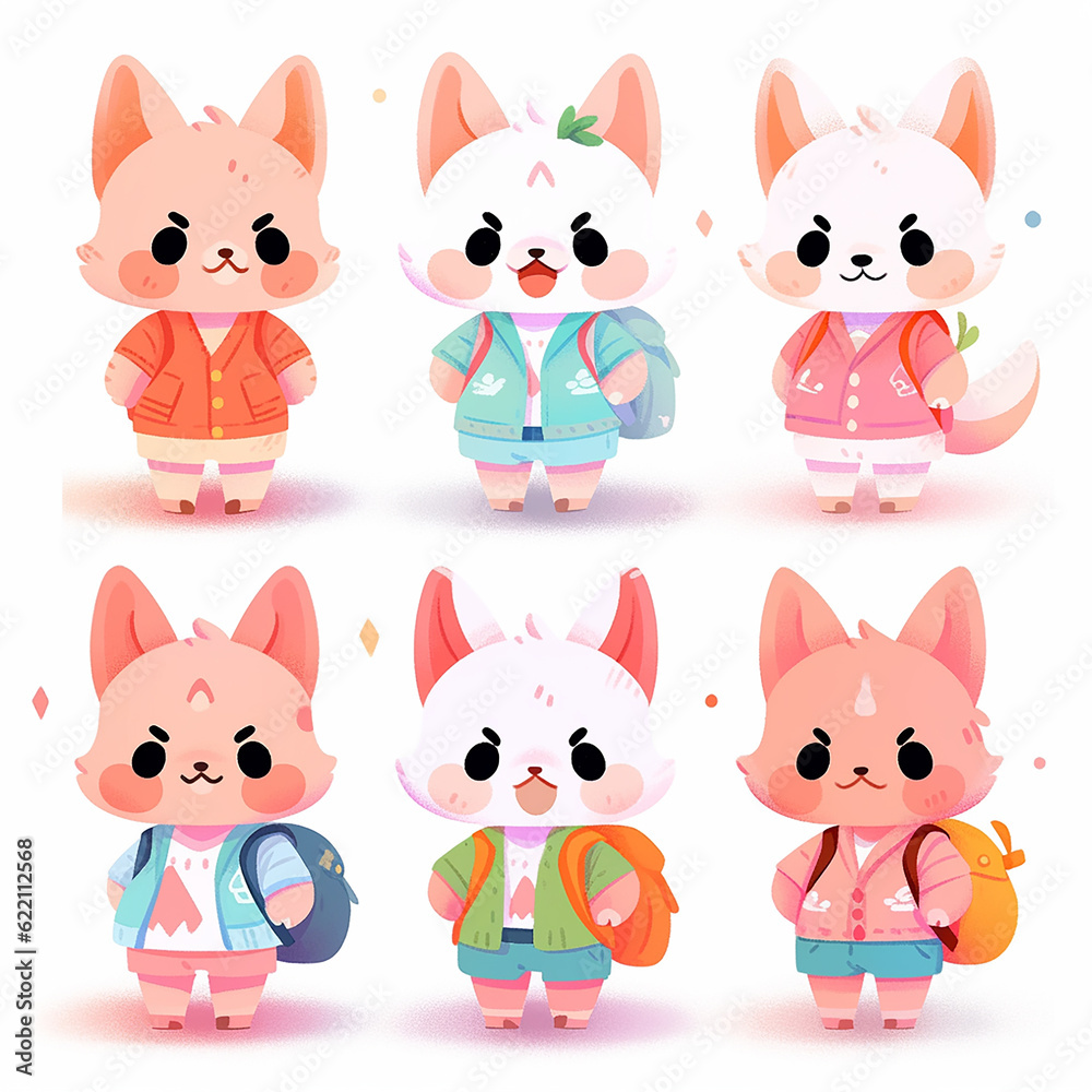cute animal cartoon character made by AI generative image